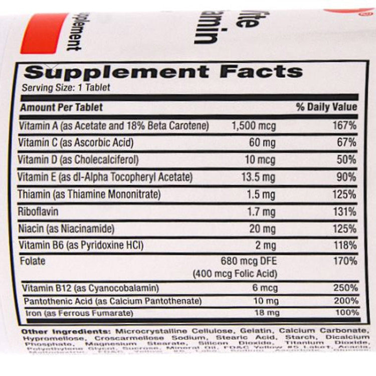 100ct Rugby Daily Vitamin w/Iron & Beta Carotene