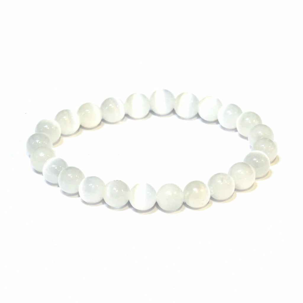 Selenite Round Bead Bracelet - Aura Cleanser