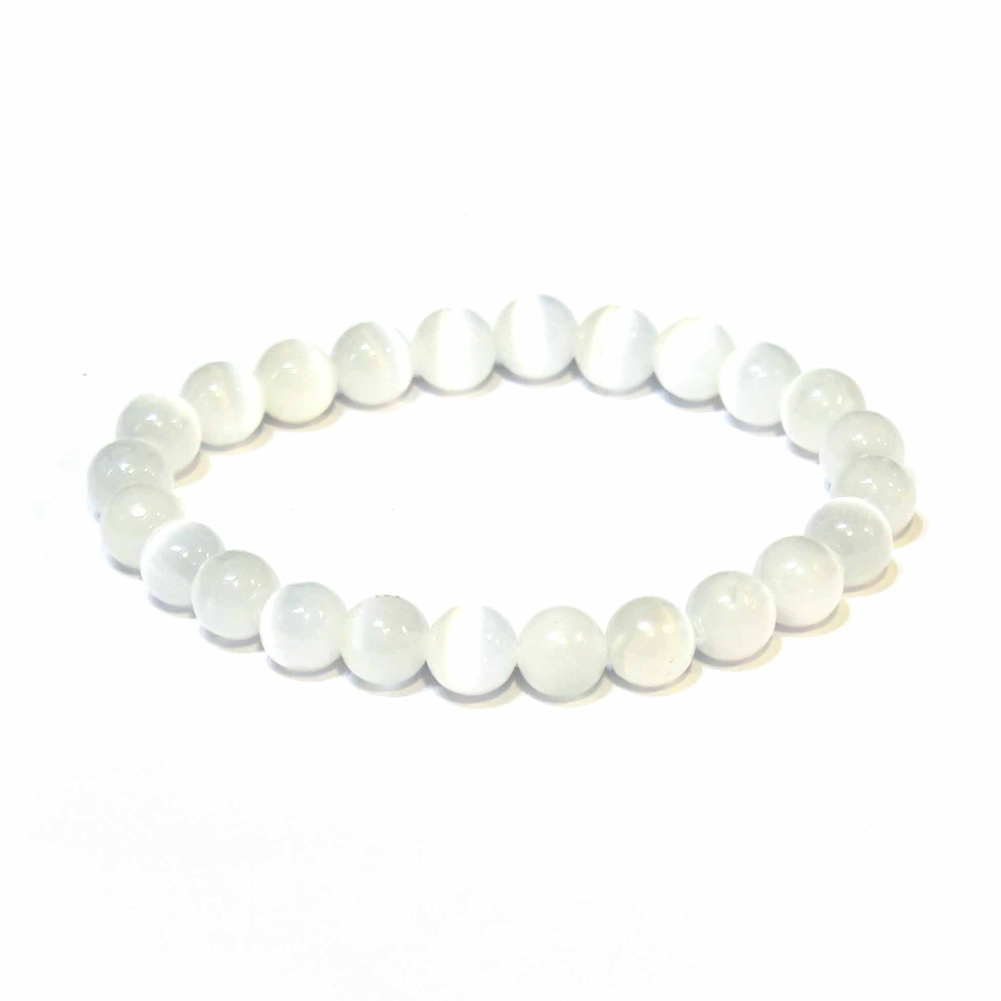 Selenite Round Bead Bracelet - Aura Cleanser