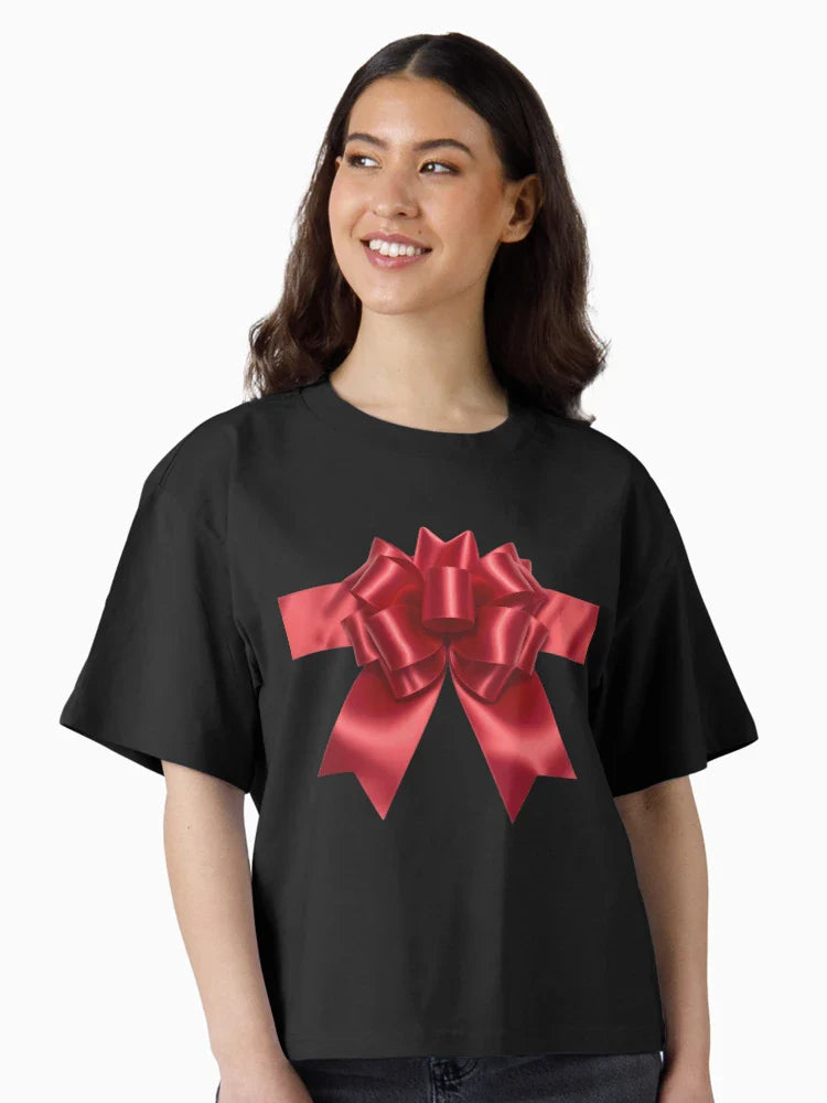 Red bow and ribbon for birthday gift, Christmas gift box and present, 3D