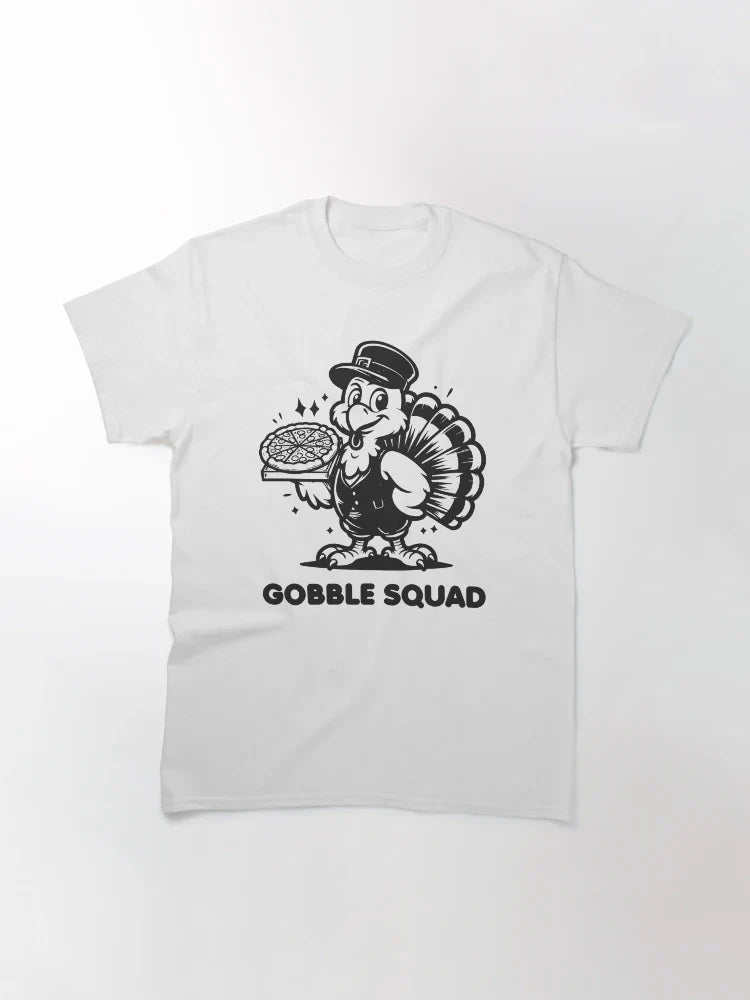 Gobble Squad Funny Thanksgiving Design | Cute Turkey Crew Illustration | Festive Fall Character Art | Playful Holiday Group Scene | Autumn Celebration Vibes