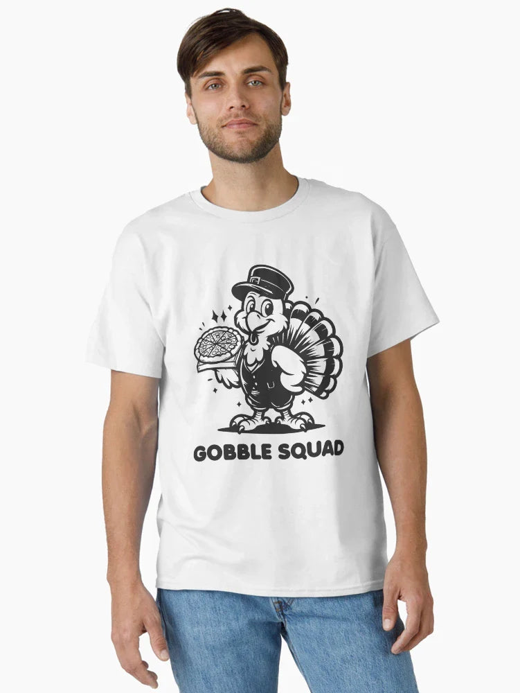 Gobble Squad Funny Thanksgiving Design | Cute Turkey Crew Illustration | Festive Fall Character Art | Playful Holiday Group Scene | Autumn Celebration Vibes