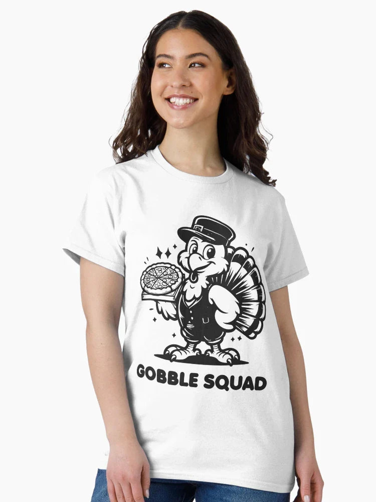 Gobble Squad Funny Thanksgiving Design | Cute Turkey Crew Illustration | Festive Fall Character Art | Playful Holiday Group Scene | Autumn Celebration Vibes