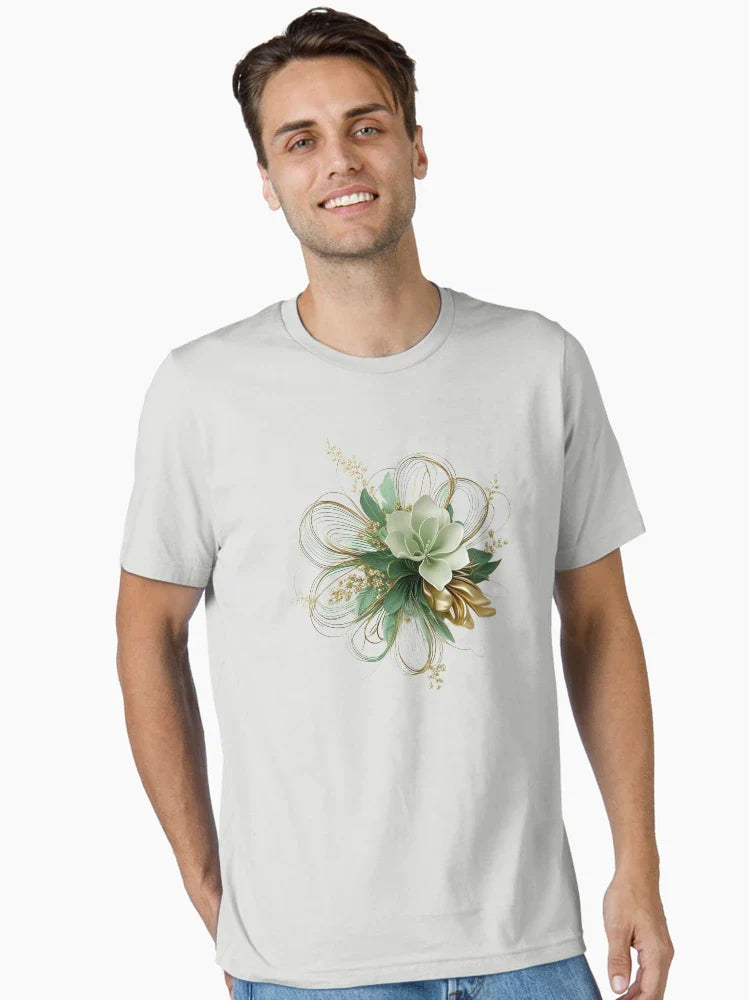 3D lacey green & gold flower