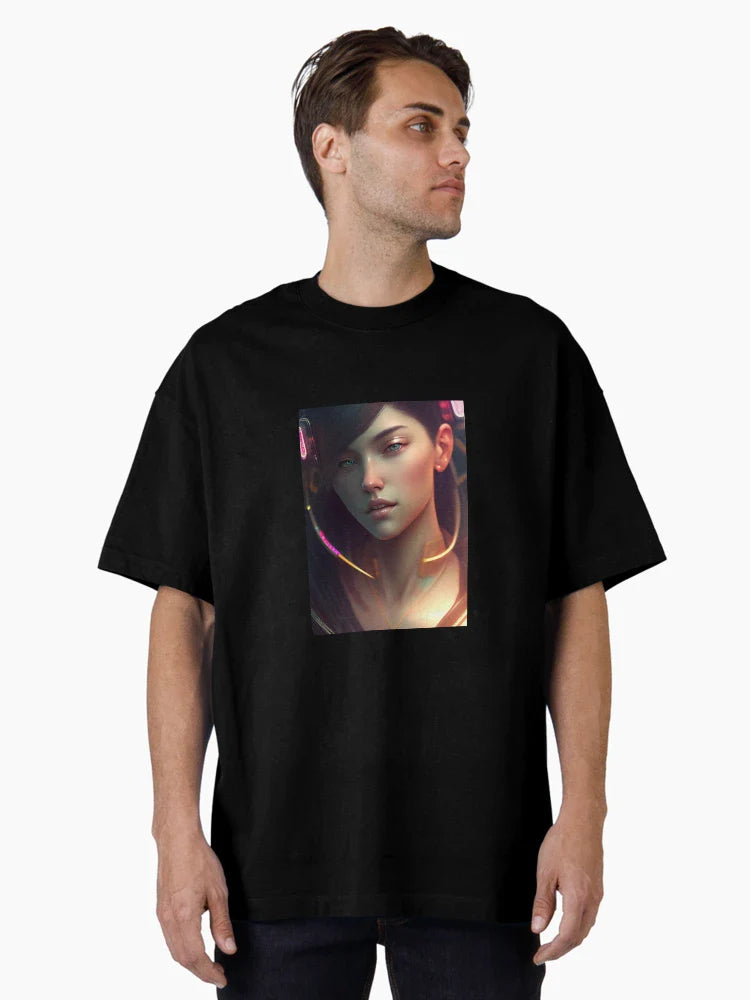 Copy of beautiful cute girl in futuristic style