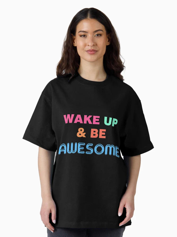 Wake up and be awesome colorful typography
