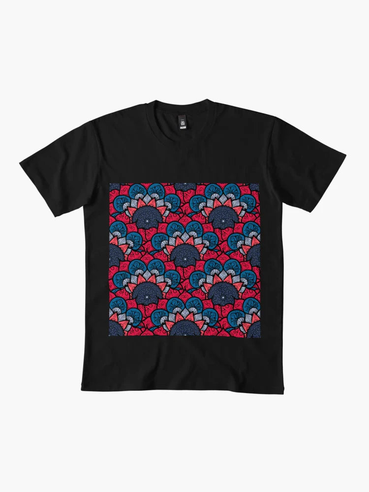 Red and Blue Floral Turkish Ornament Art - Flower Pattern