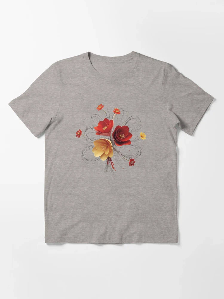 3D red & gold flowers