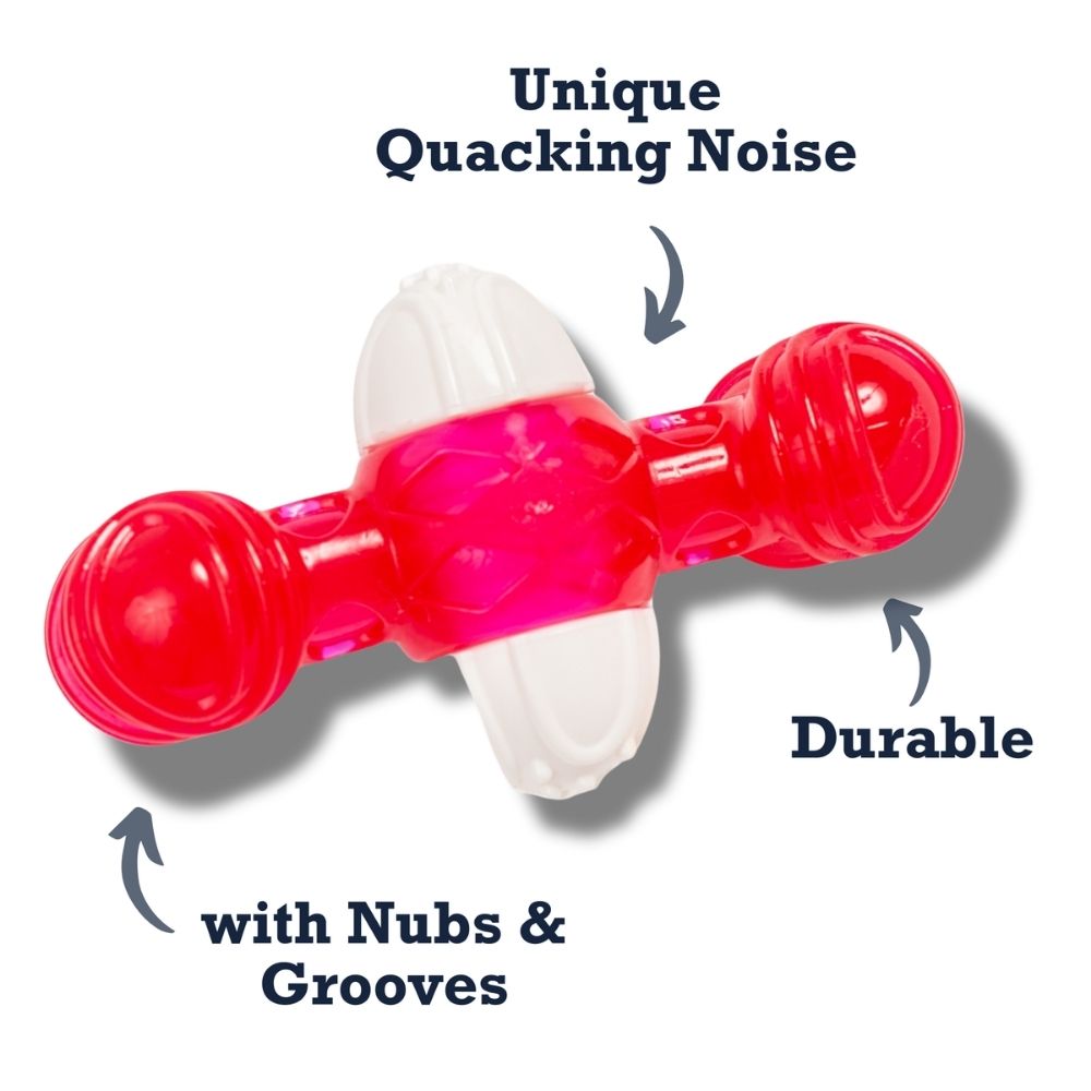 Country Living TPR & Nylon Quacker Bone Chew Toy for Dogs – with Engaging Quacking Sound