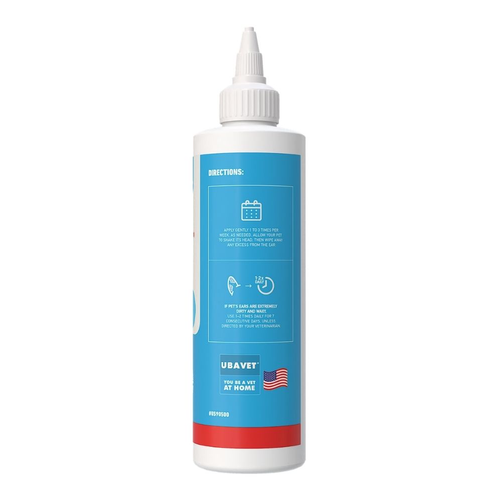 UBAVET Vet Ear Cleansing Solution for Dogs & Cats – (4 fl oz / 120ml)
