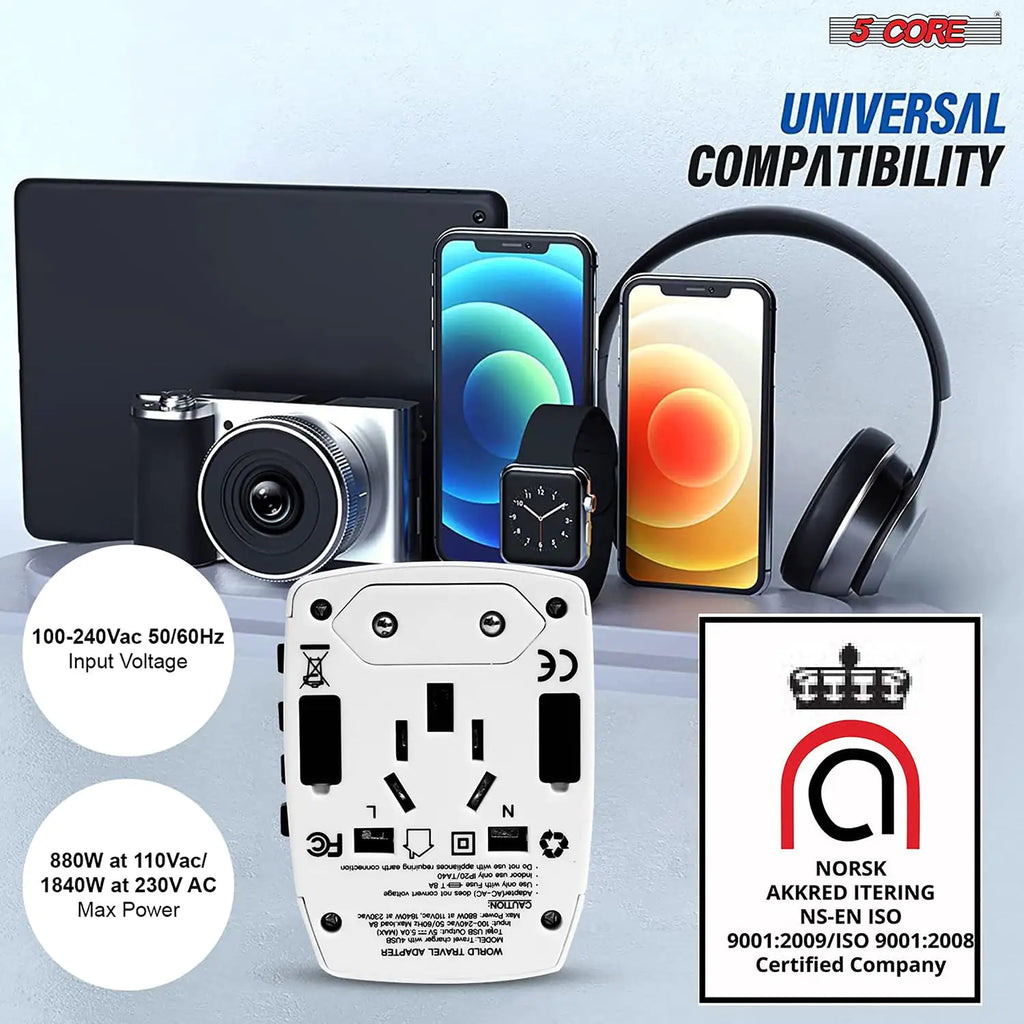Universal Travel Adapter International Power Adapters 3 Pack Multicharger Plug w 4 USB Ports