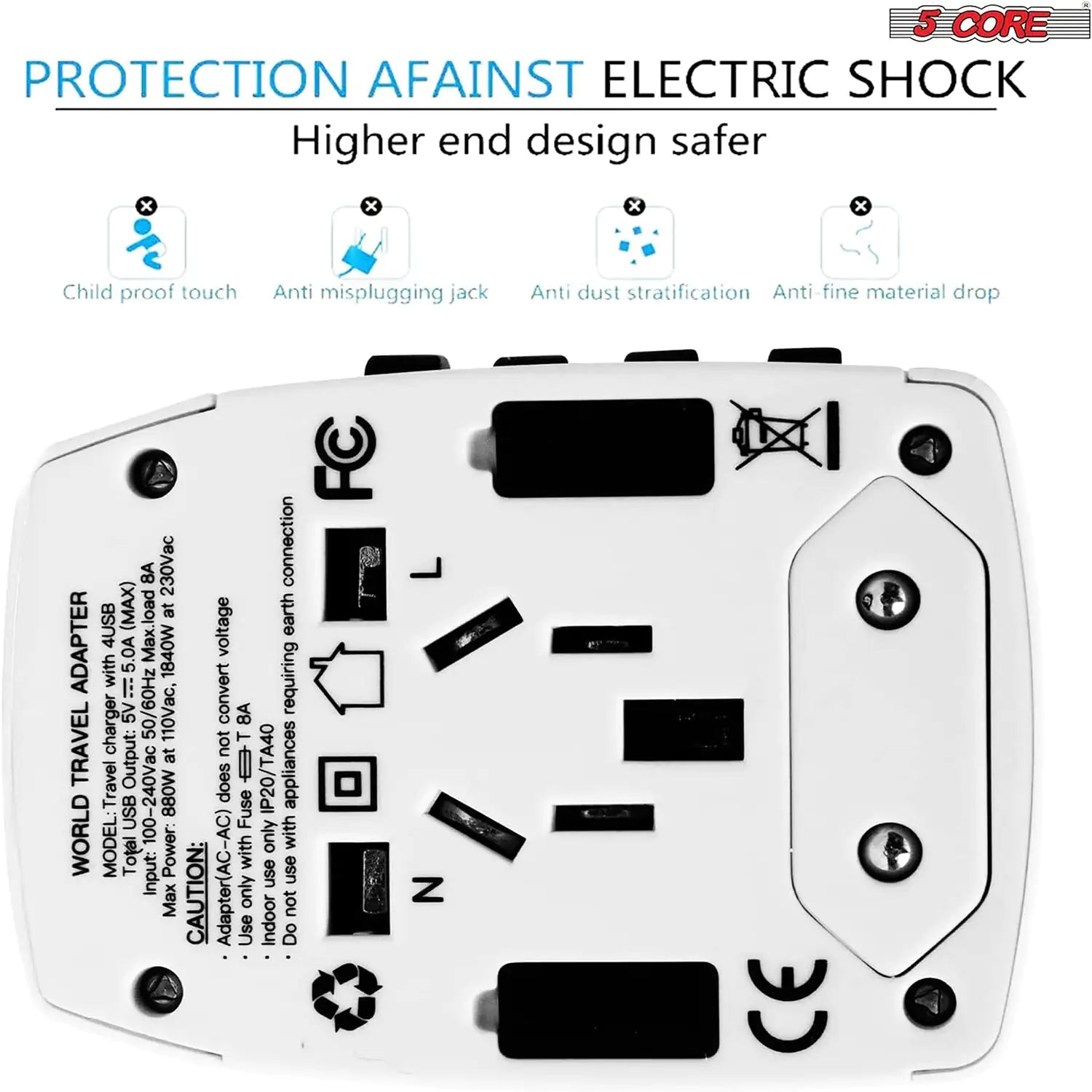 Universal Travel Adapter International Power Adapters 3 Pack Multicharger Plug w 4 USB Ports